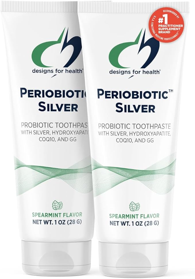 Designs for Health PerioBiotic Silver Hydroxyapatite Toothpaste - Travel Size Fluoride Free Toothpaste with Oral Probiotics with Whitening Hydroxyapatite - Supports Remineralization (2 Pack, 1oz)-Ruum Studio Home