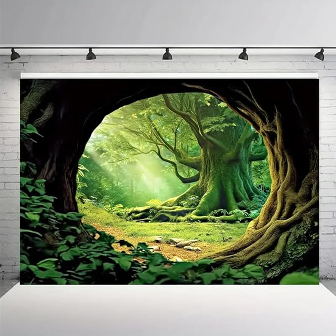 FENDROM Tree Cave Tapestry,Misty Forest Fairy Tale Wall Hanging Natural Jungle Sunshine Through Scenery Aesthetic tapestries for Living Room Bedroom Office Spring Decoration-Ruum Studio Home