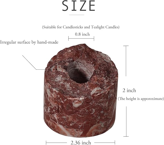 Travertine Candle Holder - Handmade Marble Candlestick Holder for Taper Candle - Vintage Small Stone Candle Sticks Holder Decor for Table Centerpieces, Wedding, Party, Fits 3/4 Inch Thick Candle-Ruum Studio Home