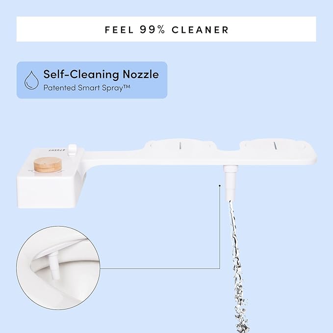 TUSHY Classic 3.0 Bidet Toilet Seat Attachment - A Non-Electric Self Cleaning Water Sprayer with Adjustable Water Pressure Nozzle, Angle Control & Easy Home Installation (Bamboo Knob)-Ruum Studio Home
