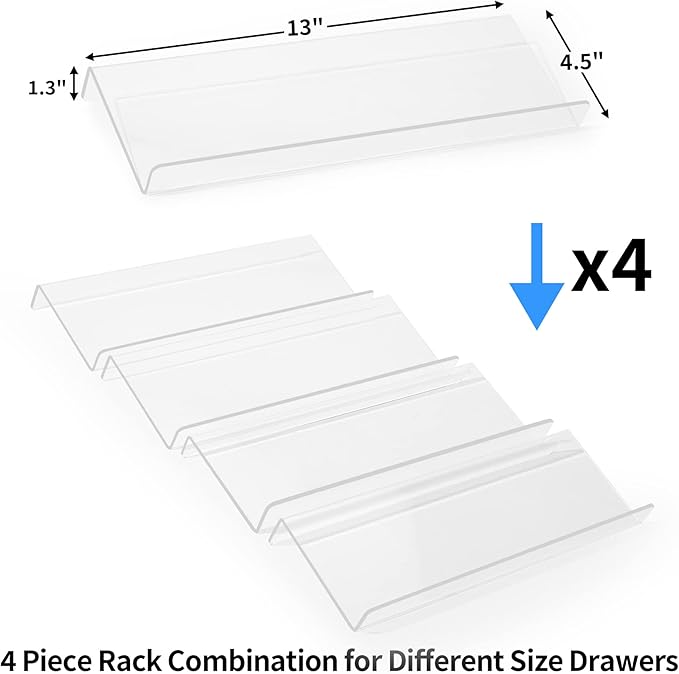 MIUKAA Clear Acrylic Spice Drawer Organizer, 4 Tier Seasoning Jars Drawers Insert, Kitchen Spice Rack Tray for Drawer/Countertop (Jars not included)-Ruum Studio Home