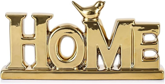 Gold Love Sign Statue - Personalized Home Decor, Bird Sculpture for Living Room, Bedroom, Desktop & Cabinets-Ruum Studio Home