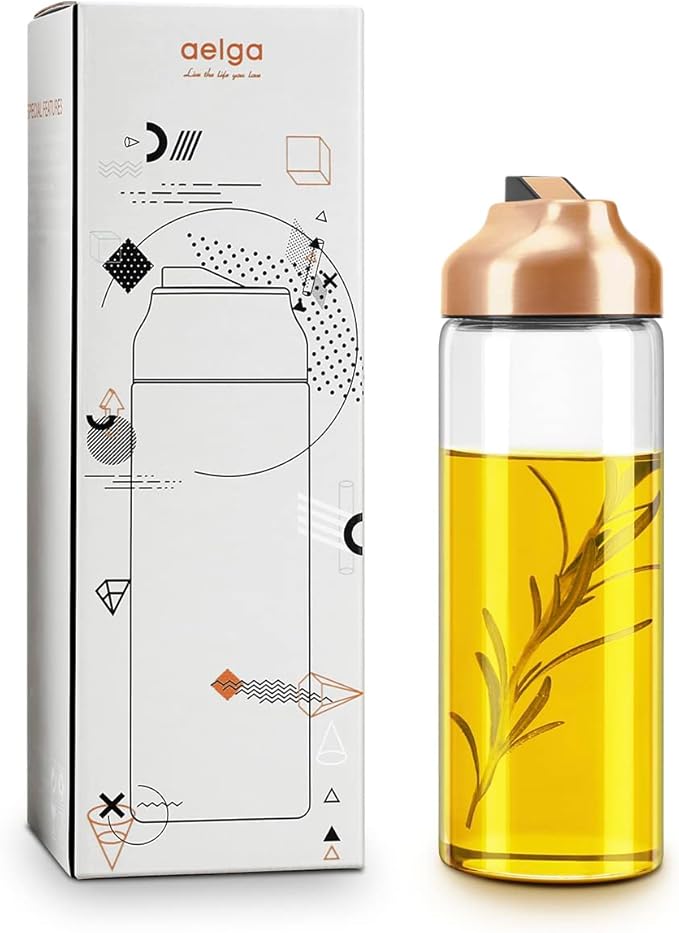 Aelga Copper Kitchen Accessories - Glass Oil Dispenser - Copper Olive Oil Dispenser Bottle for Kitchen with Stainless Steel Spout-Ruum Studio Home