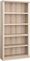 Sauder 5 Tier Book Shelf Wooden Bookcase Multipurpose Bookshelf for Home Office, Living Room, in Pacific Maple-Ruum Studio Home