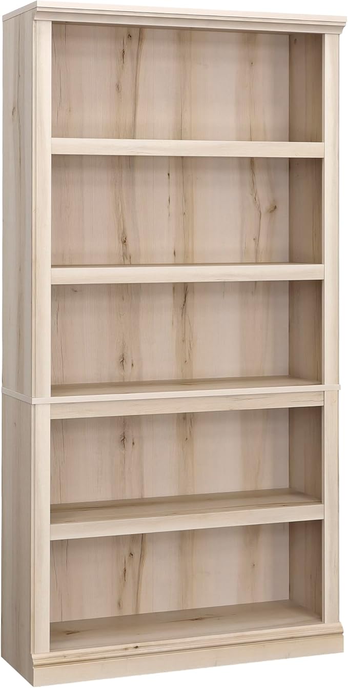 Sauder 5 Tier Book Shelf Wooden Bookcase Multipurpose Bookshelf for Home Office, Living Room, in Pacific Maple-Ruum Studio Home