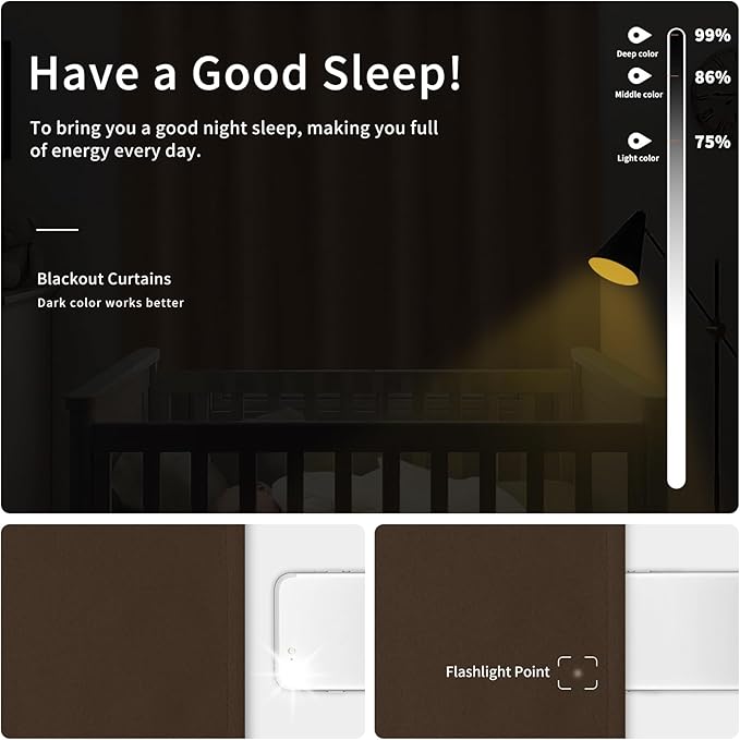 Easy-Going Blackout Curtains for Bedroom, Solid Thermal Insulated Grommet and Noise Reduction Window Drapes, Room Darkening Curtains for Living Room, 2 Panels (42x84 in, Brown)-Ruum Studio Home