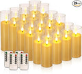 Set of 24 Flameless Led Battery Opeated (D2.2'' x H5''6''7'') Realistic Moving Wick Candles with 10-Key Remotes and Cycling 24 Hours Timer-Ruum Studio Home