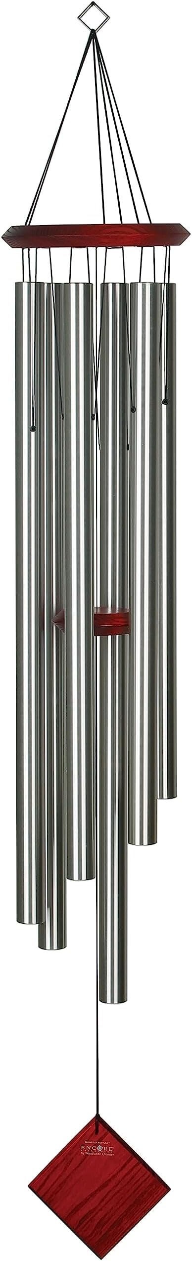 Woodstock Chimes Neptune Wind Chime for Outside 54" Large Silver, Deep Tone Sound for Outdoor Garden, Patio, Porch Decor, Encore Collection DCS54-Ruum Studio Home