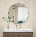 Single Beveled Edge Circle Mirror Frameless Wall Mount Bathroom Vanity Mirror, 30”-Ruum Studio Home