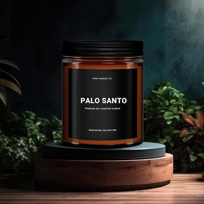 1OAK Scented Candles for Men - Palo Santo Candle - Mens Candles for Home - Masculine Candle - Long Burning Premium - Soy Wax (7oz.)-Ruum Studio Home