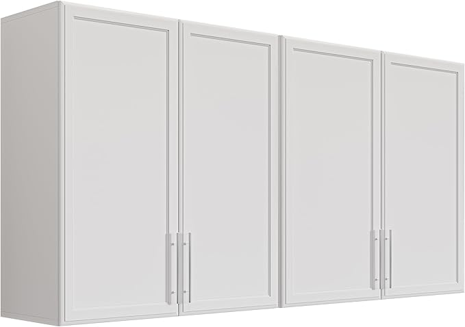 FIMELLO 60" Laundry Room Wall Cabinets with Adjustable Shelf, Large Wall Storage Cabinet, White Wall Cabinet with Doors, Upper Kitchen Cabinet, Cabinets for Laundry, Bathroom, Kitchen -White-Ruum Studio Home