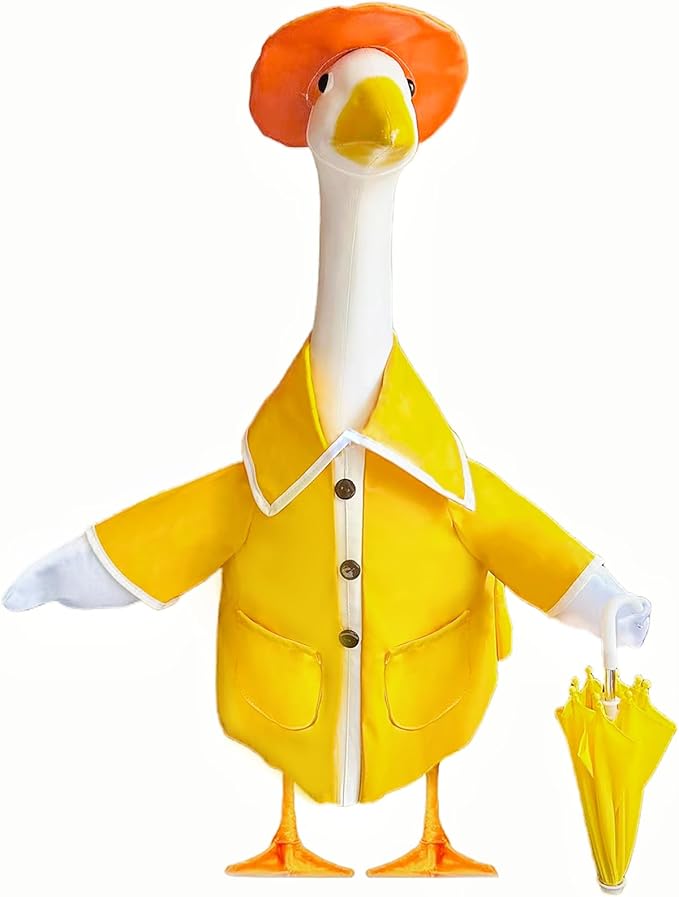 23 Inch Porch Goose Raincoat Outfit with Umbrella– Cement Goose Clothes for Porch Goose Statue, Waterproof Outdoor Goose Outfit for Lawn & Garden Decor-Ruum Studio Home