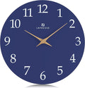 Lafocuse 12 Inch Silent Navy Blue Wall Clock Battery Operated, Wooden, Simple, Minimalist, Kitchen, Living Room, Bedroom, Office, Home Décor-Ruum Studio Home