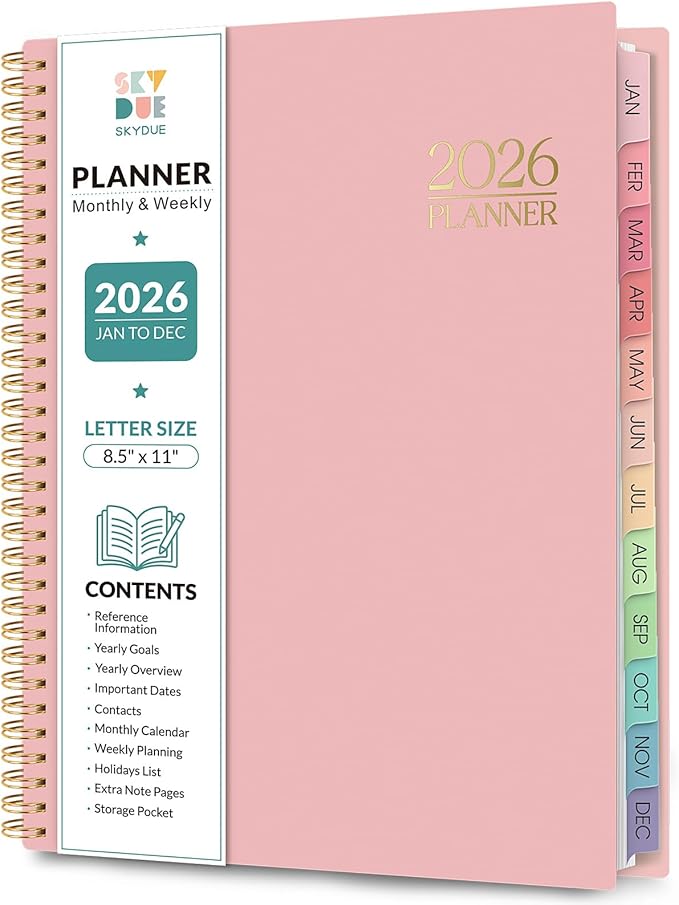 Planner 2026, 8.5" x 11" Monthly & Weekly Planner with Tabs, JAN - DEC 2026, Goal Setting & Time Management Organizer for Professionals & Students-Ruum Studio Home