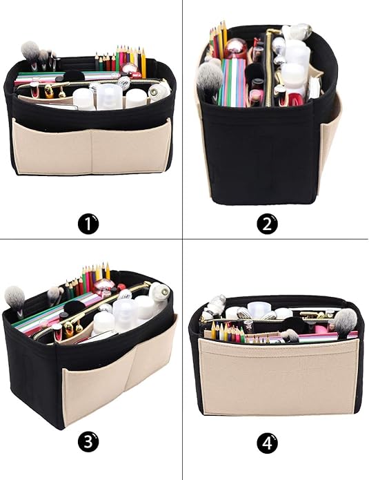 LEXSION Felt Purse Bag Organizer Insert with zipper Bag Tote Shaper Fit Speedy Neverful PM MM-Ruum Studio Home