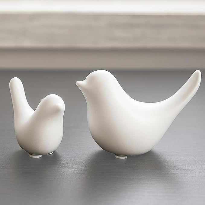 Notakia Small White Birds Statues Home Decor Modern Style Decorative Ornaments for Living Room, Bedroom, Office Desktop, Cabinets (2Pcs White Birds)-Ruum Studio Home