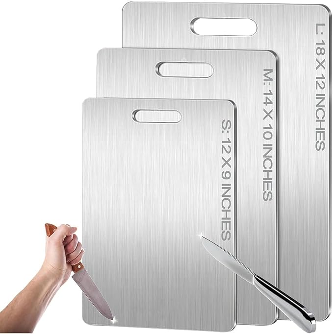 Titanium Cutting Board - 2025 New Upgrade 100% Pure Titanium Cutting Boards for Kitchen Double Sided Non Toxic Titanware Cutting Board,Hygiene Durable Dishwasher Safe Chopping Board (12"L x 9"W)-Ruum Studio Home
