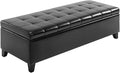 HOMCOM 51" Ottoman Storage Bench, Faux Leather Storage Chest with Lift Top, Tufted Ottoman for Living Room, Entryway, Black-Ruum Studio Home