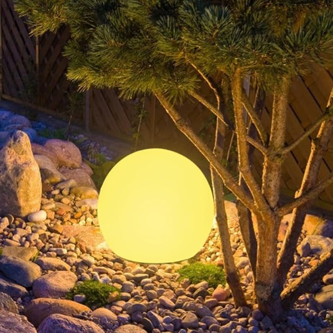 8-in Solar Globe Light Outdoor, Waterproof Solar Ball Light for Outside w/Remote, 16 RGB Color Changing Glowing Orb Lamp Landscape Lighting Mood Lamp w/Ground Stake for Garden Patio Yard Pathway Decor-Ruum Studio Home