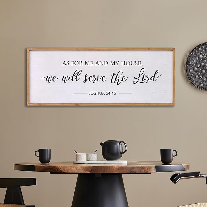 As for Me and My House We Will Serve the Lord Wall Decor - 40" x 15" Large Rustic Family Living Room Wood Framed Home Sign Joshua 24 15 Christian Bible Verse Plaque Hanging Wall Art(Wood)-Ruum Studio Home