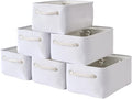 TheWarmHome Storage Basket for Organizing - Small 6 Pack 11.8x7.8x5.2 inch Gifts for Empty with Rope, Fabric Storage Cubes for Decorative Cloth Dog Livehome (White)-Ruum Studio Home