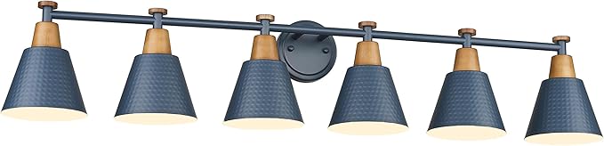 FEMILA Vintage Bathroom Light Fixtures, 45.3" Vanity Lighting Fixtures Over Mirror, 6 Light Vanity Light, Blue Finish, 4FG59B-6W Blue-Ruum Studio Home