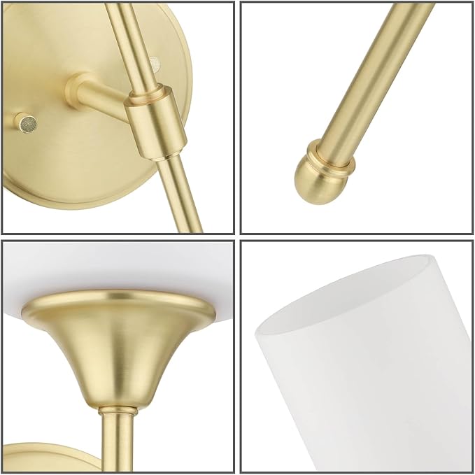 XiNBEi Lighting Wall Sconce, Bathroom Vanity Light with Glass, Classic Wall Fixture Satin Brass Finish for Bathroom XB-W1216-SB-Ruum Studio Home