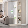 Wall Room Divider, Storage Cabinet Storage Display with Shelves, Modern Freestanding Wood Room Divider Screen, Wall Privacy Screens for Home Decorative (Beige+White,43.3" L x 9.5" W x 79.5" H)-Ruum Studio Home
