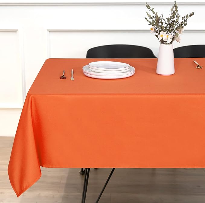 sancua Square Tablecloth - 60 x 60 Inch - Stain and Wrinkle Resistant Washable Polyester Table Cloth, Decorative Fabric Table Cover for Dining Tables, Buffet Parties and Camping, Orange-Ruum Studio Home