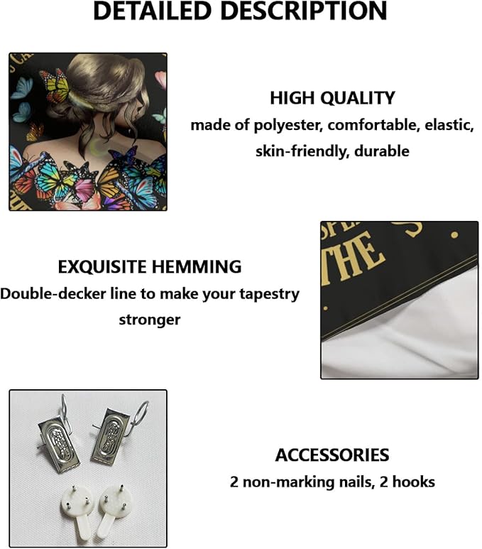 Inspirational Quote Tapestry Positive Motivational Uplifting Encouragement Gifts for Women Teens Girls,Inspirational Gift Wall Decor for Bedroom,They Whispered to Her You Cannot Withstand The Storm-Ruum Studio Home