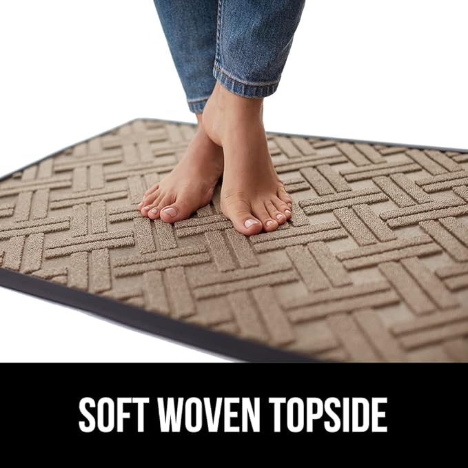 GORILLA GRIP 100% Waterproof All-Season WeatherMax Doormat, 72x24, US Designed Natural Rubber, Stain and Fade Resistant, Low Profile Indoor Outdoor Door Mats, Easy Clean Patio Mat, Taupe Basket Weave-Ruum Studio Home