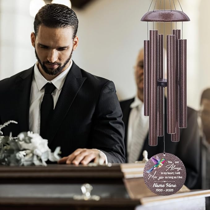 Personalized Wind Chime Memorial, Metal Wind Chime Deep Tone, Wind Chimes for Loss of Loved Father/Mother/Lover, Commemorative Sympathy Bereavement Gifts-Ruum Studio Home