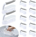 Lallisa 12 Pcs Scrub Brush for Cleaning with Handle Comfortable to Grip Heavy-Duty Flexible Stiff Bristles Scrubber Brushes Bulk for Shower Bathroom Carpet Kitchen Floor Tiles (Gray)-Ruum Studio Home