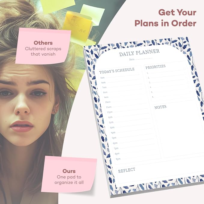 Bliss Collections Daily Planning Pad, To Do List Notebook - Undated Tear-Off Sheets Notepad - Work Calendar, Organizer, Scheduler for Goals, Tasks - Daily Planner (Floral), 8.5" x 11", 50 Sheets-Ruum Studio Home
