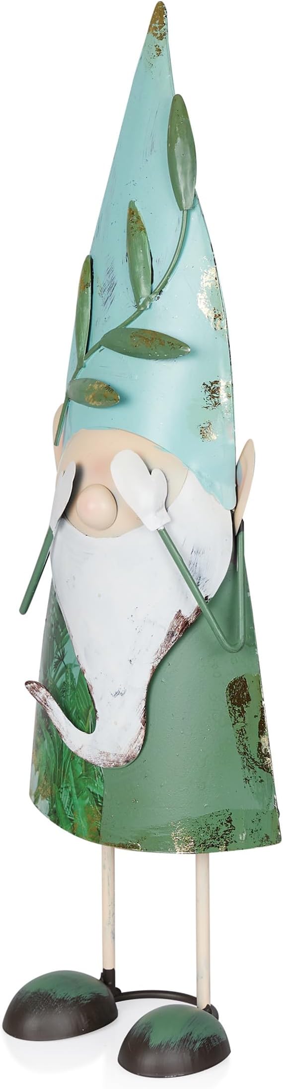 Alpine Corporation MCC798HH See No Evil Metal Gnome Decor, Whimsical Playful Décor for Patio & Garden, 19" H, Green-Ruum Studio Home