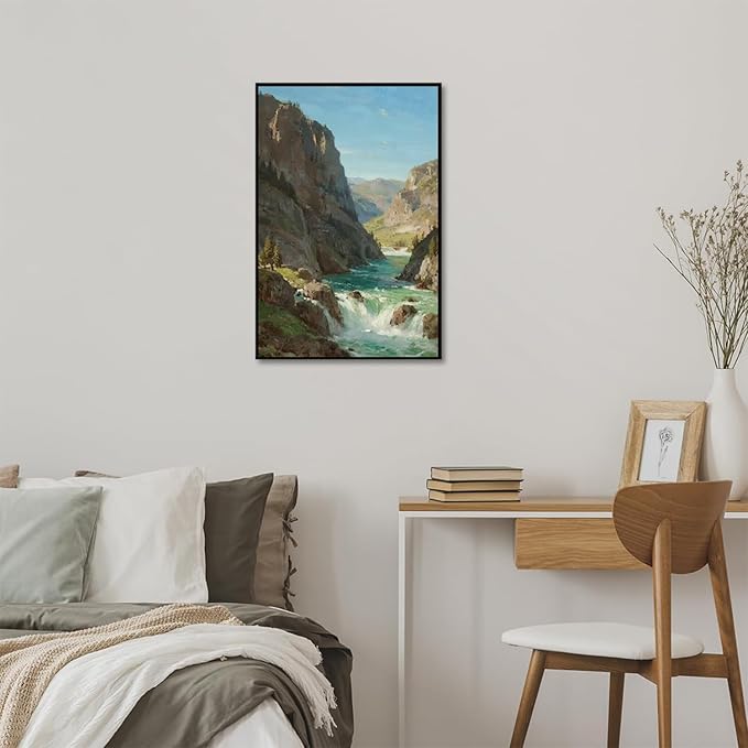 Natural mountain stream scenery poster suitable for bedroom beautiful blue sky flowing river scenery suitable for living room dormitory office-Ruum Studio Home