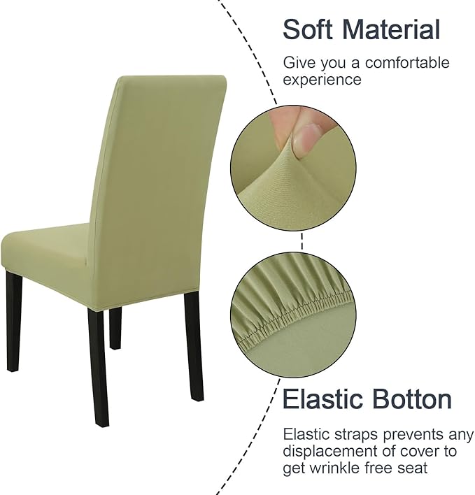 JQinHome Sage Green Chair Covers for Dining Room Set of 8, High Stretch Removable Washable Parsons Chair Slipcover for Home Party Hotel Wedding Ceremony (8PCS, Sage Green)-Ruum Studio Home