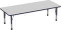 FDP Rectangle Activity School and Classroom Kids Table (30 x 72 inch), Chunky Toddler Leg, Adjustable Height 15-24 inches - Gray Top and Navy Edge-Ruum Studio Home