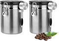 Coffee Canister Airtight Storage Container Stainless Steel Air Tight Coffee Jar with Scoop, Date Tracker CO2 Release Valve for Dry Food, Beans, Ground, Tea, Flour, Cereal and Sugar (1.8L-Silver-2pcs)-Ruum Studio Home