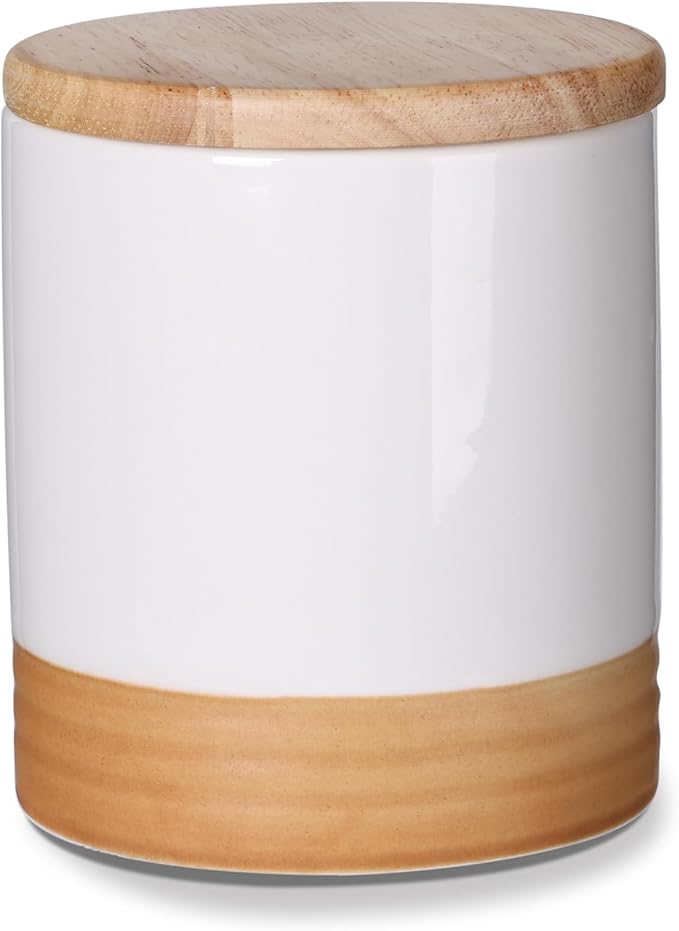 LEETOYI Ceramic Food Storage Jar with Seal Lid,Kitchen Canisters for Countertop, Serving for Ground Coffee, Tea, Sugar, Salt and More 31 Oz White-Ruum Studio Home