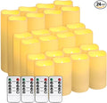 Set of 24 Flameless Led Battery Opeated (D2.2'' x H4''5''6'') Waterproof Outdoor Indoor Candles with 10-Key Remotes and Cycling 24 Hours Timer-Ruum Studio Home