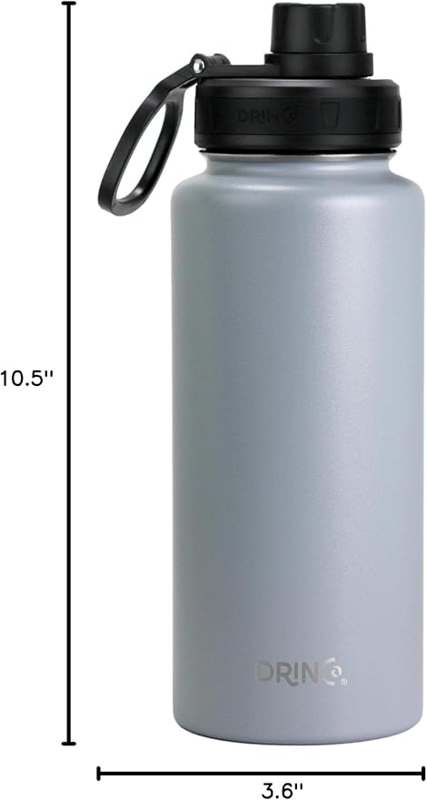 DRINCO Stainless Steel Water Bottle Spout Lid Vacuum Insulated Double Wall Water Bottle Wide Mouth (40oz 32oz 22oz 18oz 14oz) Leak Proof Keeps Cold or Hot (32 oz, 32oz Asphalt Gray)-Ruum Studio Home