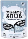 Molly's Suds Dishwasher Pods | Clean Dishwasher Detergent, Cuts Grease & Rinses Clean (Residue-Free) for Sparkling Dishes | 120 Auto-Release Tabs (Unscented)-Ruum Studio Home