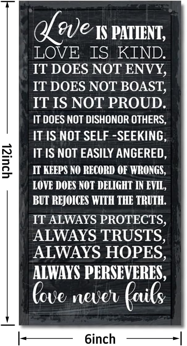 1 Corinthians 13:4-8 Inspirational Hanging Wood Decor Sign, Printed Wood Sign, Love is Patient, Love is Kind Quote, Hanging Bible Verses Woods Wall Signs, Rustic Home Decor Signs, Christian Gift A1-Ruum Studio Home