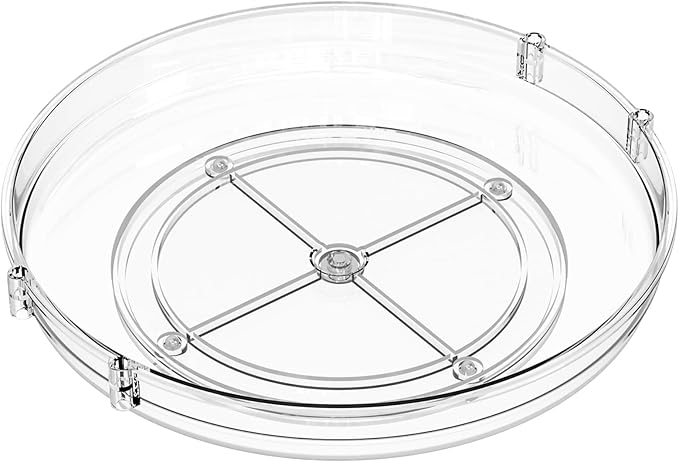 9.5" W Acrylic Clear Lazy Susan Turntable for Cabinet,Kitchen Countertop,Refrigerator and Pantry Organization Storage,1 Tier Small Spinning Organizer for Vitamin,Medicine,Spice Rack & Organization-Ruum Studio Home
