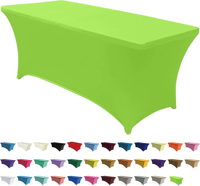 ABCCANOPY 6 FT Spandex Table Cover Stretch Fitted Wrinkle Resistant Tablecloth Reuse for Rectangular Folding Table Patry Event Wedding Banquet Protector Apple Green-Ruum Studio Home