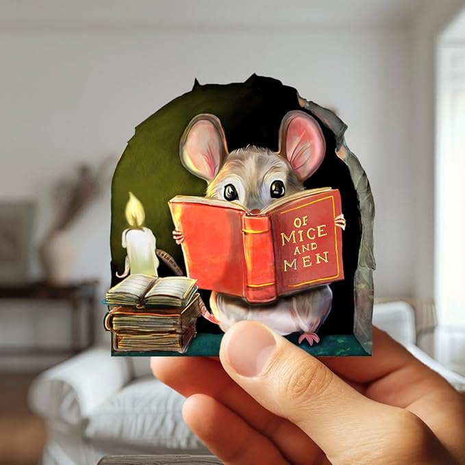 Mouse Reading Book Wall Sticker Decal – Kids Room, Classroom, Home Decor, Bookcase, Book Lover Gift, Children's Bedroom, Nursery, Cute Mouse, MICESTERPIECE-Ruum Studio Home