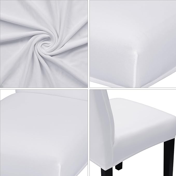 JQinHome 6 Pcs Dining Chair Slipcover,High Stretch Removable Washable Chair Seat Protector Cover for Home Party Hotel Wedding Ceremony (White)-Ruum Studio Home