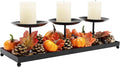 3 Pillar Black Metal Candle Holders for Table Centerpiece, Fall Thanksgiving & Halloween Dining Table, Fireplace Mantel Decor, Tray Candlestick for Living Room Rustic Decorations-Ruum Studio Home