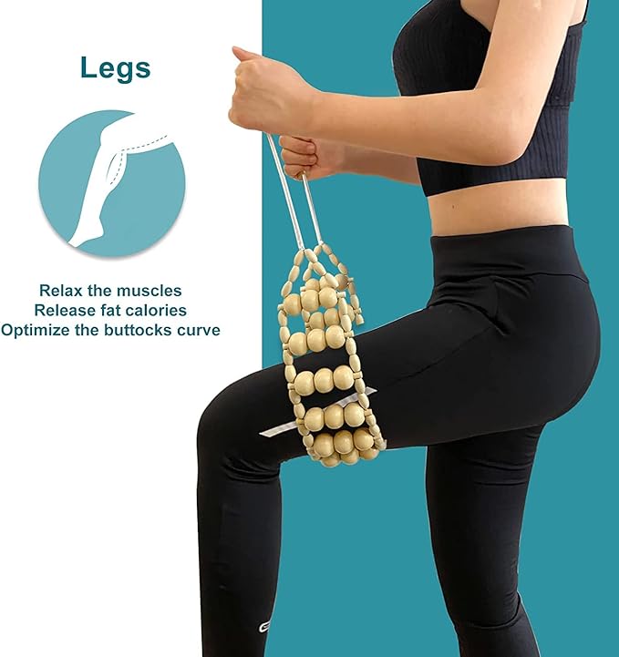 Wood Back Massage Roller Rope, Portable Wood Therapy Cellulite Massage Tools, Handheld Lymphatic Drainage Massager, Multi-Functional Manual Massage Roller Rope Strap for Full Body Muscle Pain Relief-Ruum Studio Home